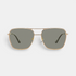 Shop Rescue Spa Hooper square sunglasses with polished gold metal frames and polarized gray-green lenses.