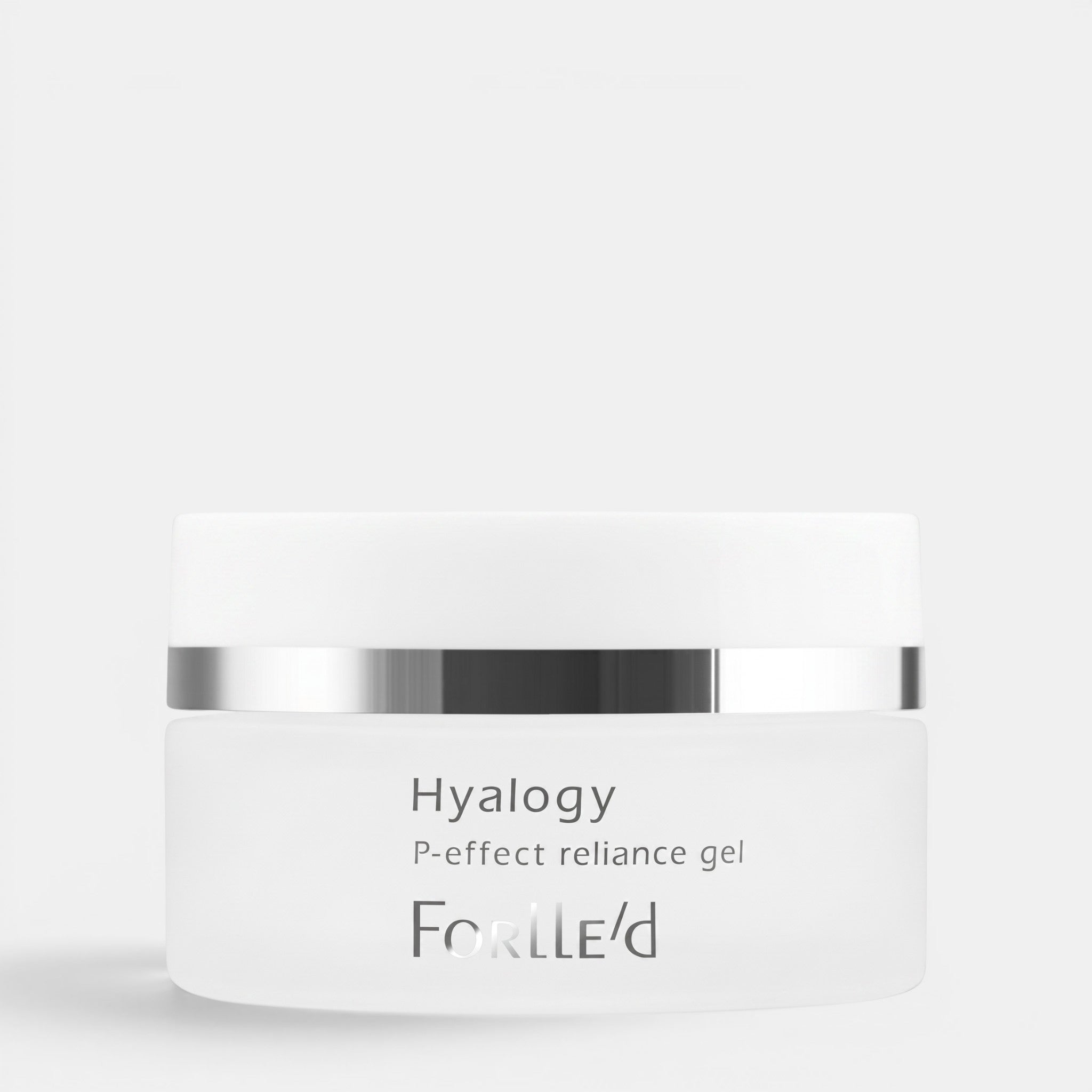 Shop Rescue Spa Hyalogy P-effect Reliance Gel hydrating face moisturizer in a white frosted jar with silver trim.