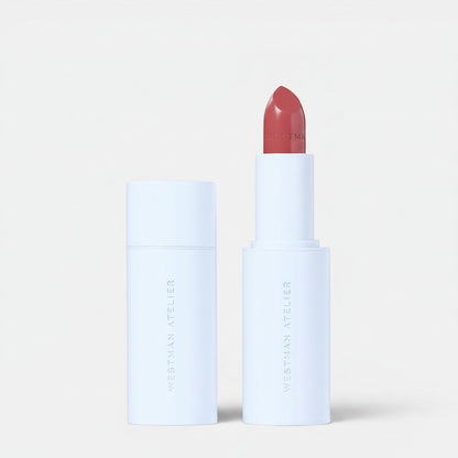 Shop Rescue Spa Hydrobalm Tinted Lipstick in a rosy-pink shade, with a white tube and cap.