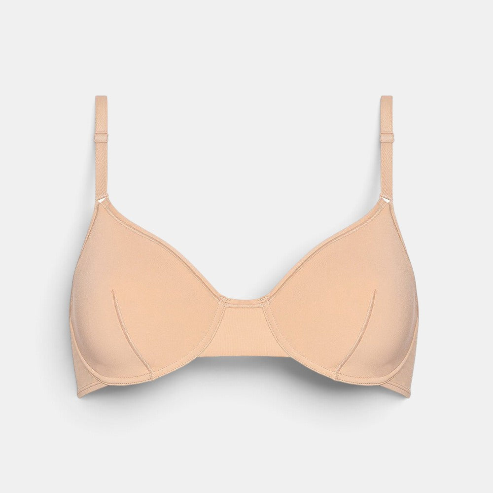 Shop Rescue Spa ILONA full cup bra in beige recycled polyamide jersey with adjustable front straps and lined cups