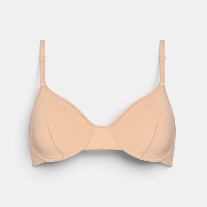 Shop Rescue Spa ILONA full cup bra in beige recycled polyamide jersey with adjustable front straps and lined cups