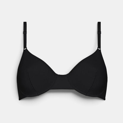 Shop Rescue Spa ILONA black full cup bra in recycled polyamide jersey with adjustable front straps