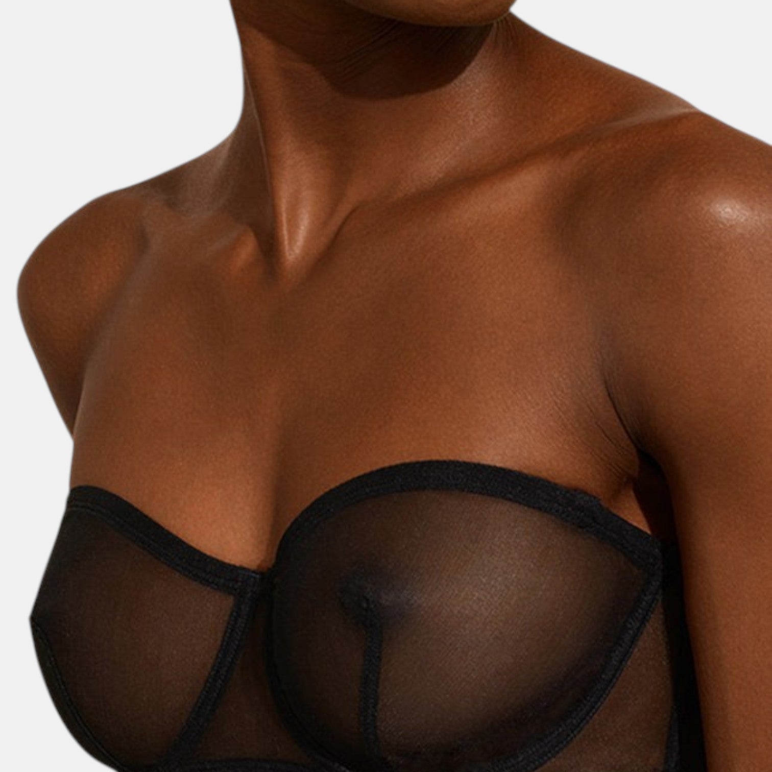 Shop Rescue Spa INDISCRETE black sheer mesh underwire bandeau bra with bust darts and side stays