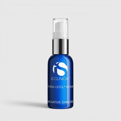 Shop Rescue Spa iS Clinical Hydra-Cool Serum in a blue glass bottle with a pump dispenser for soothing hydration.