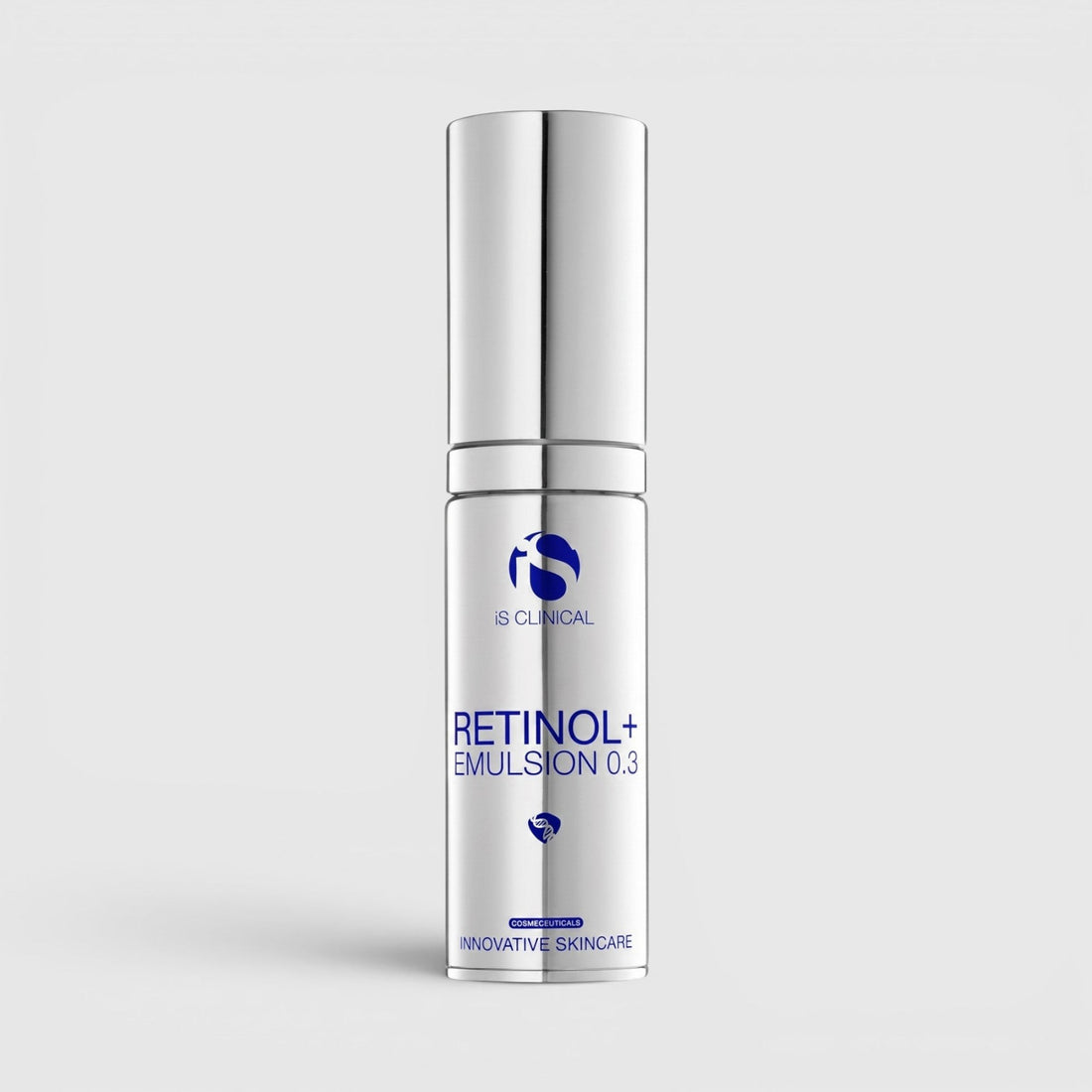 Shop Rescue Spa iS Clinical Retinol+ Emulsion 0.3 anti-aging cream in a sleek silver pump bottle.