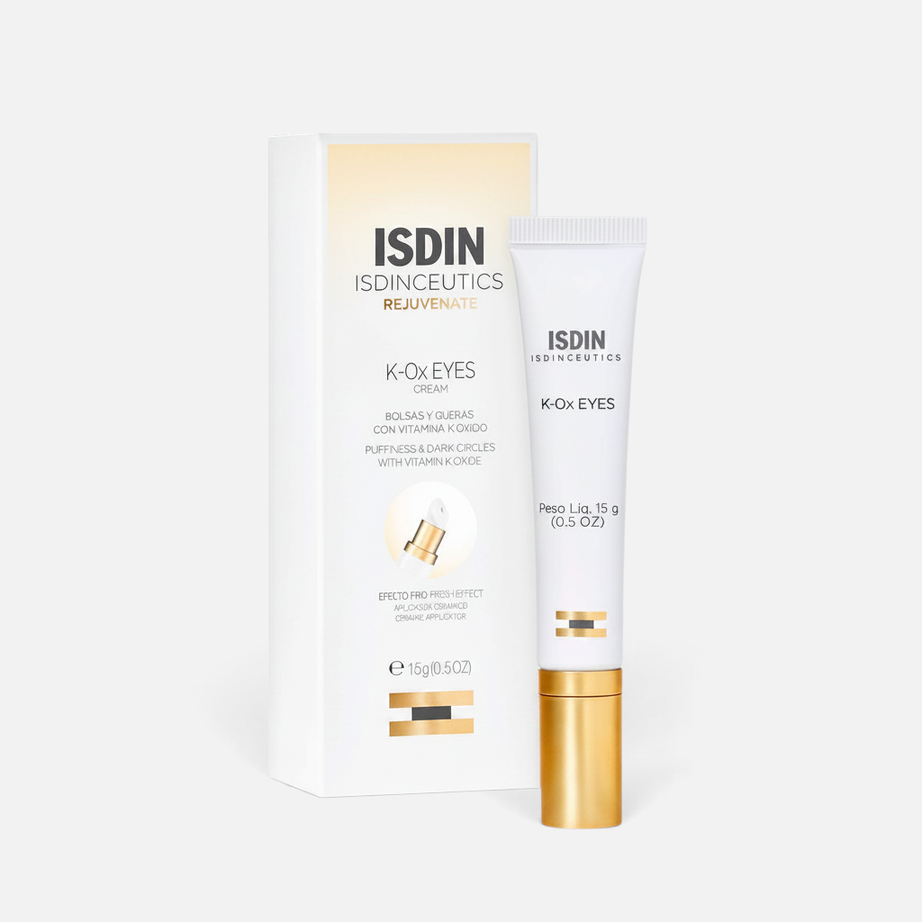 Shop Rescue Spa ISDIN K-Ox Eyes cream tube and box with cooling ceramic applicator for puffiness and dark circles