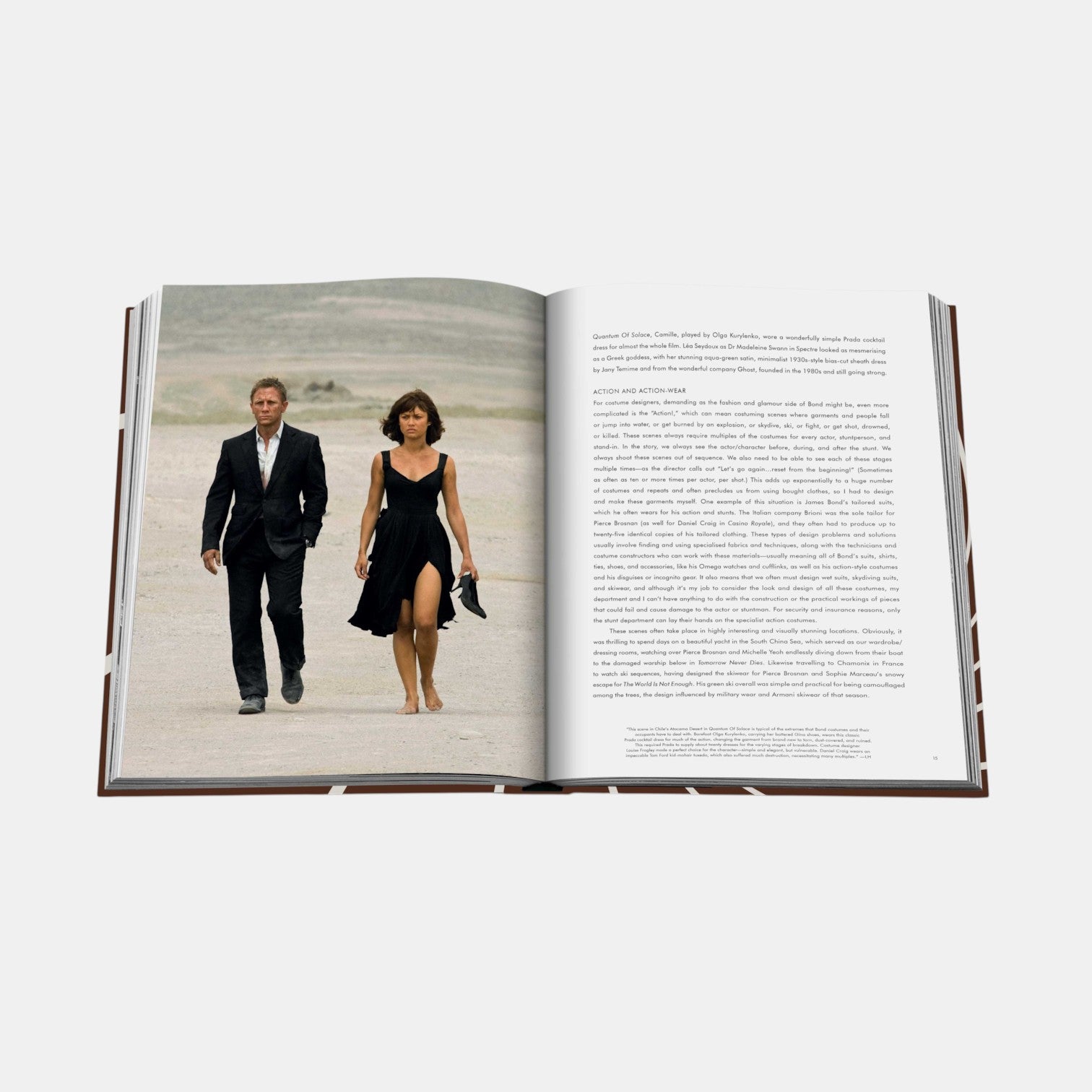 Open pages of Shop Rescue Spa James Bond Style book featuring Daniel Craig and Olga Kurylenko in Quantum of Solace