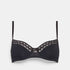 Shop Rescue Spa Justine NOIR black jersey bra with decorative lace trim on neckline and under-bust band