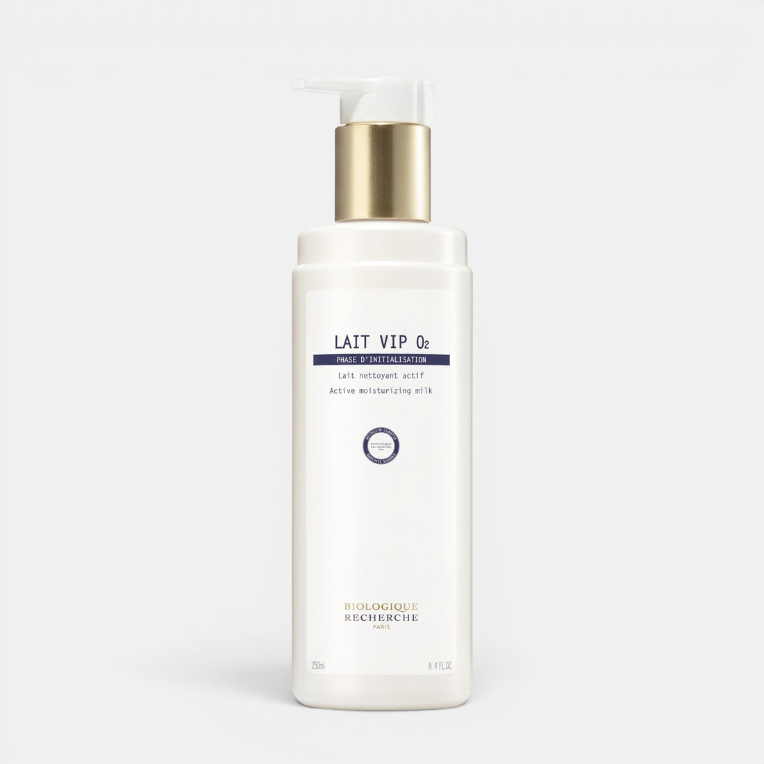 Shop Rescue Spa Biologique Recherche Lait VIP O2 oxygenating cleansing milk in a white bottle with a pump dispenser.