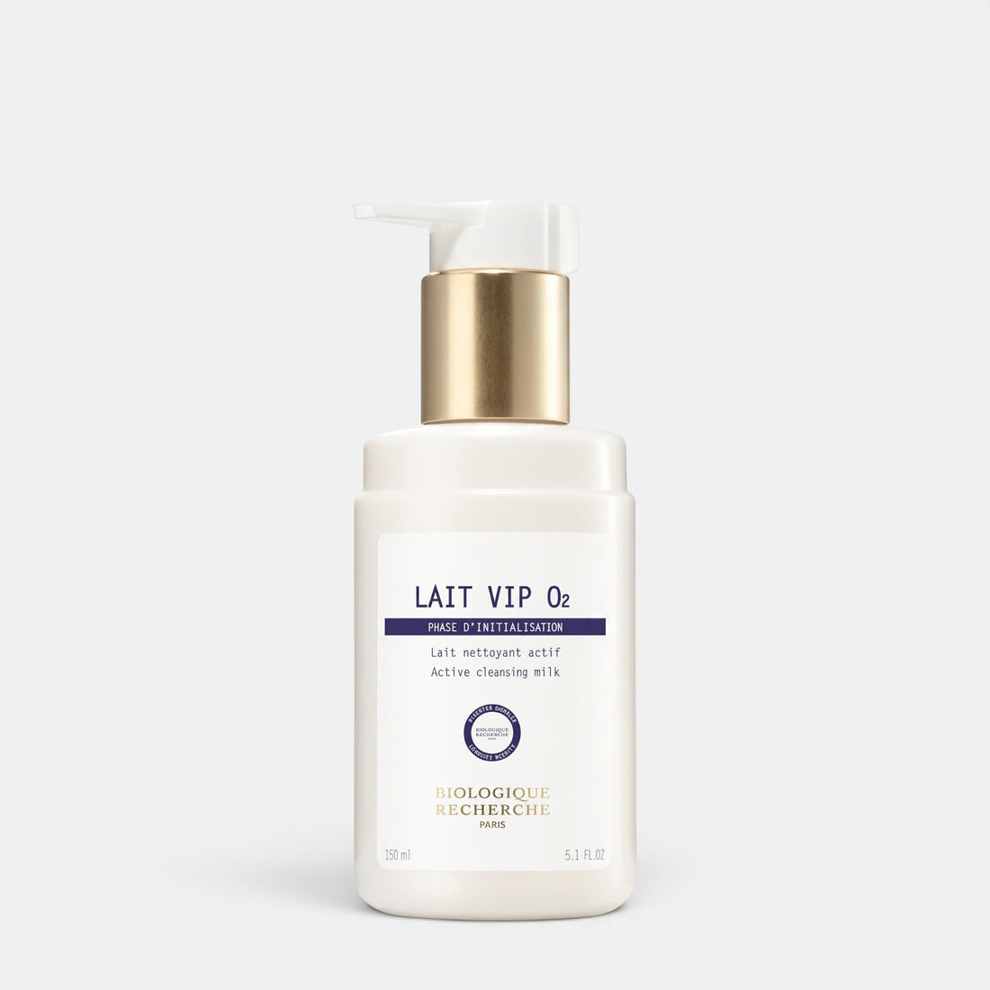 Shop Rescue Spa Biologique Recherche Lait VIP O2 oxygenating cleansing milk in a white bottle with a gold pump