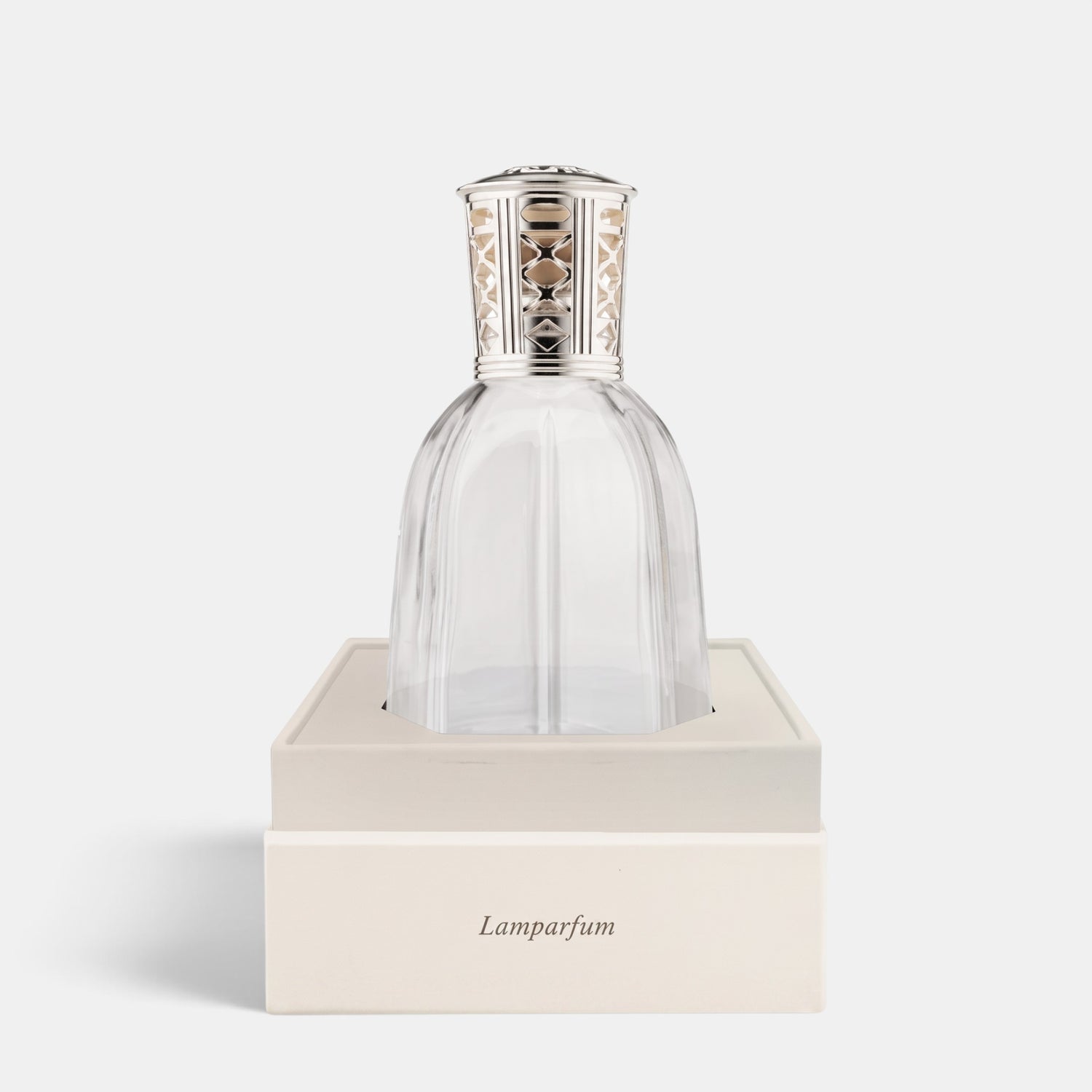 Shop Rescue Spa Dr. Vranjes Firenze Lamparfum clear glass catalytic fragrance lamp with a silver metallic cap.