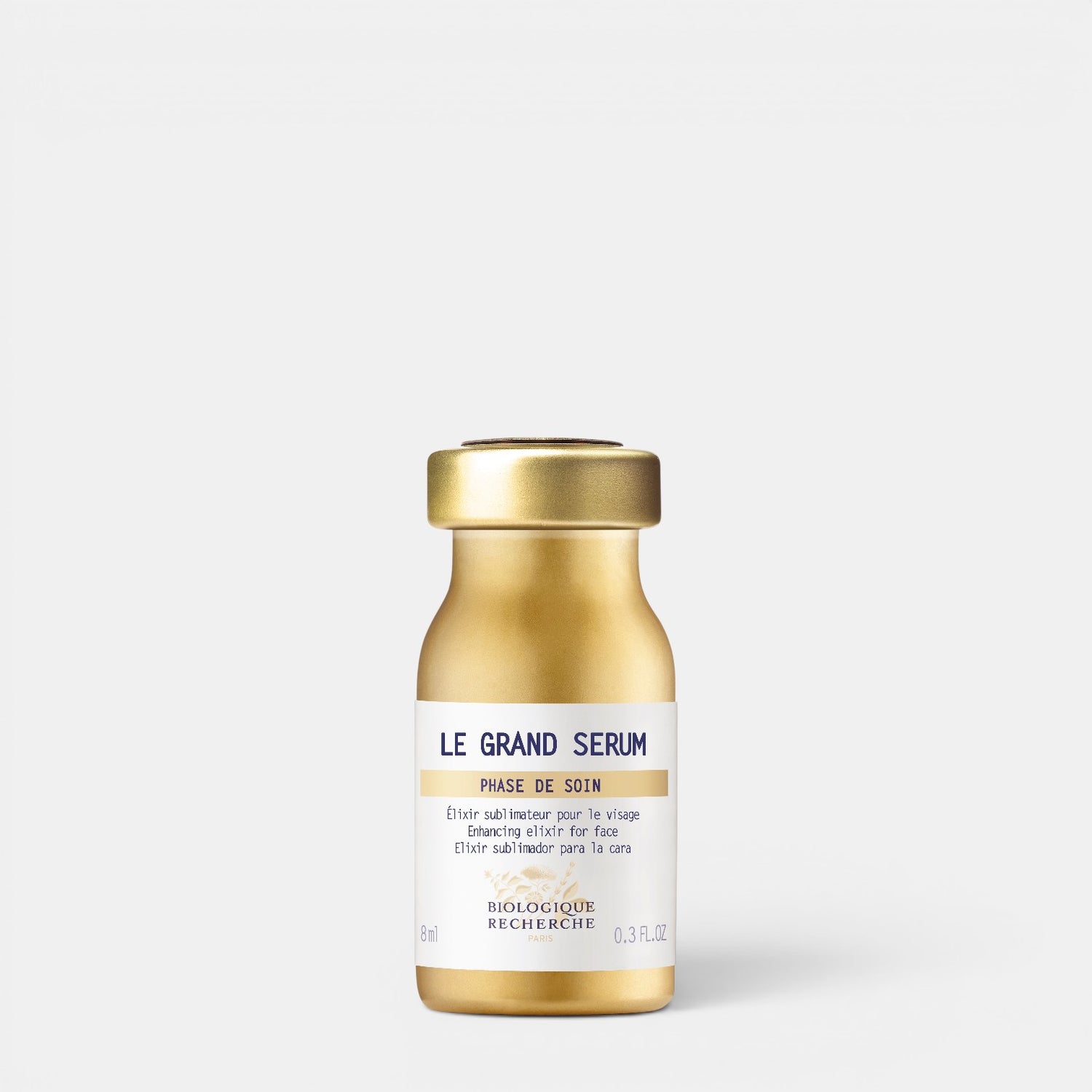 Shop Rescue Spa Le Grand Serum 8ml bottle, a luxurious radiance-boosting facial finishing serum in gold packaging.
