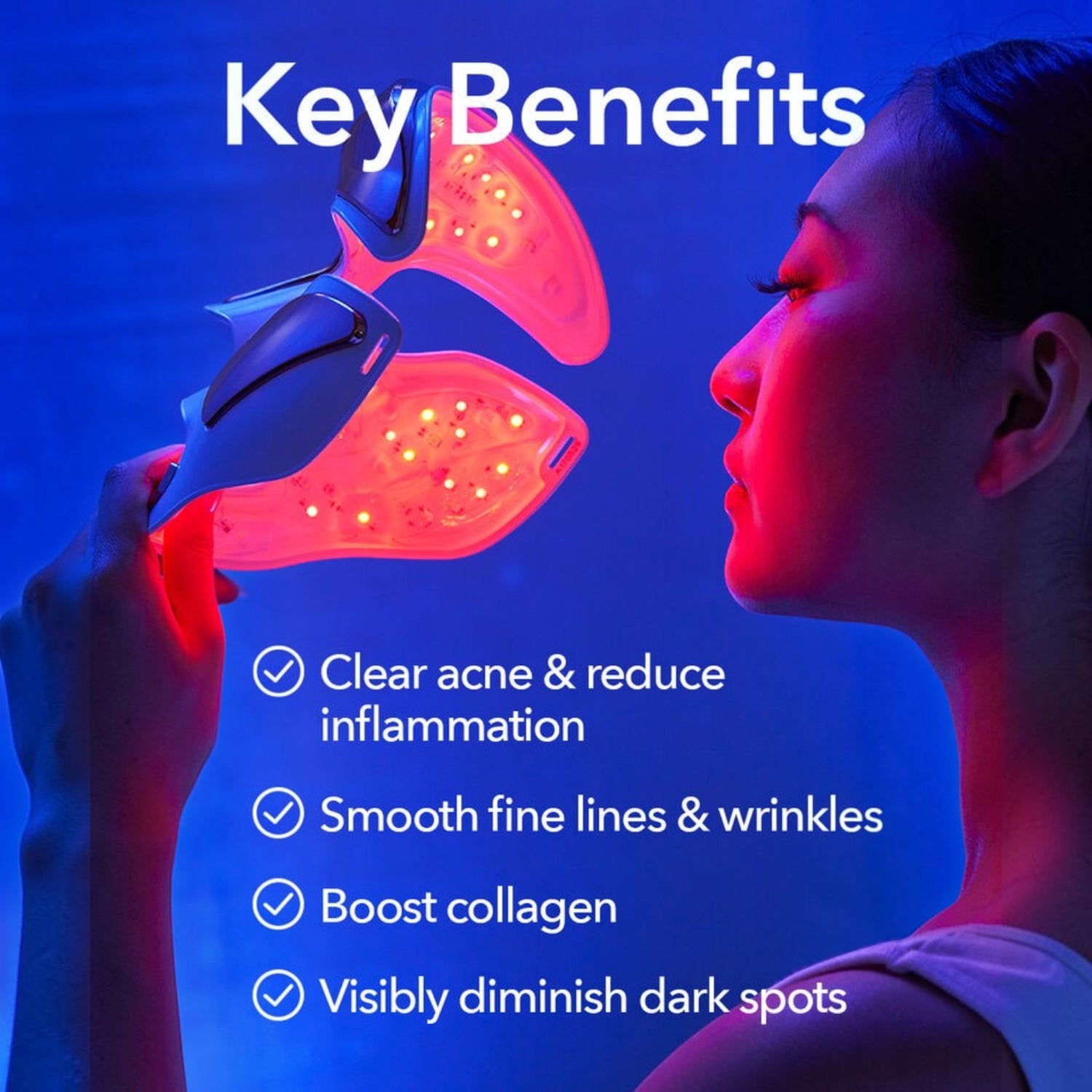Shop Rescue Spa DRx SpectraLite FaceWare Pro LED mask showing red light therapy on a woman&