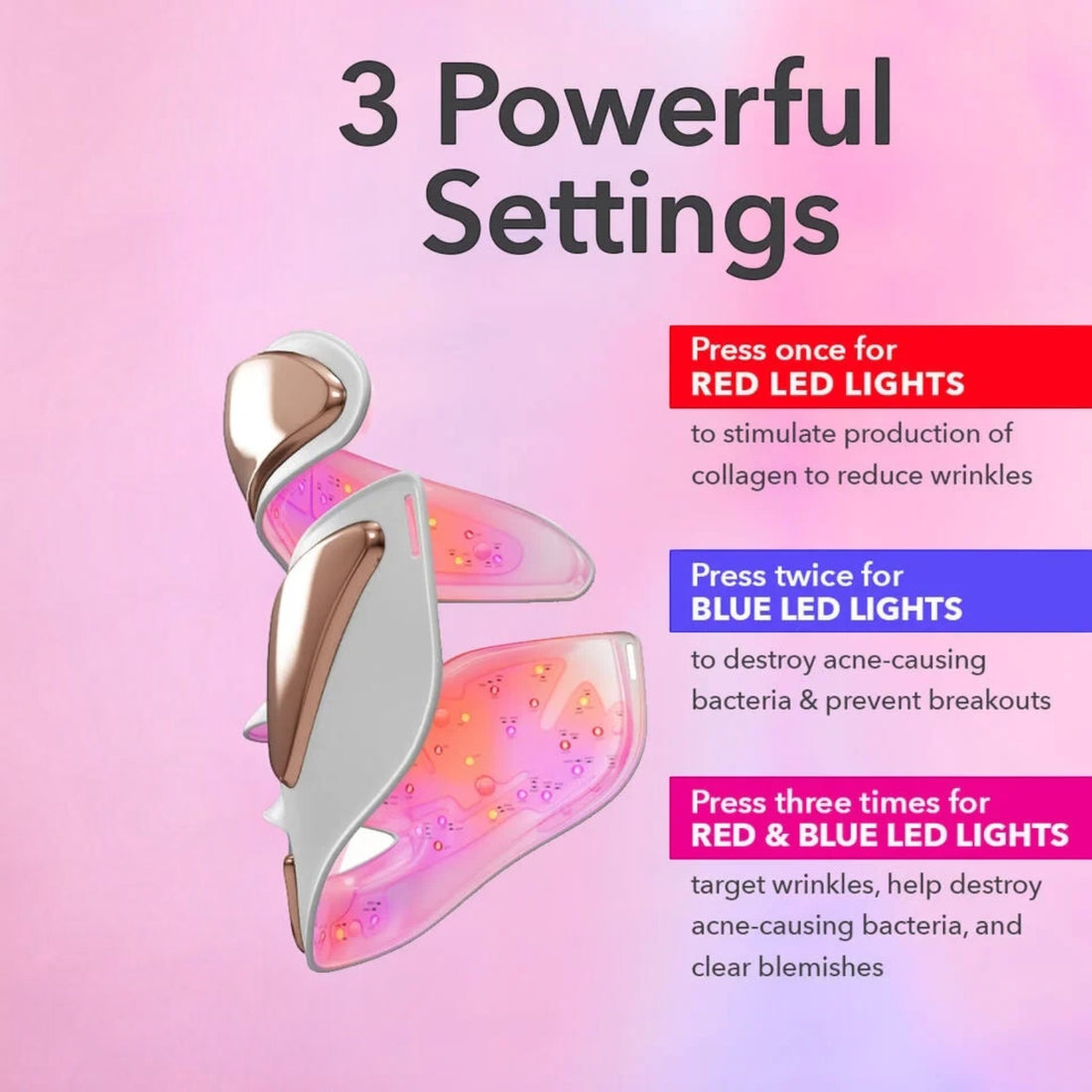 Shop Rescue Spa DRx SpectraLite FaceWare Pro LED light therapy mask showing red and blue light treatment settings