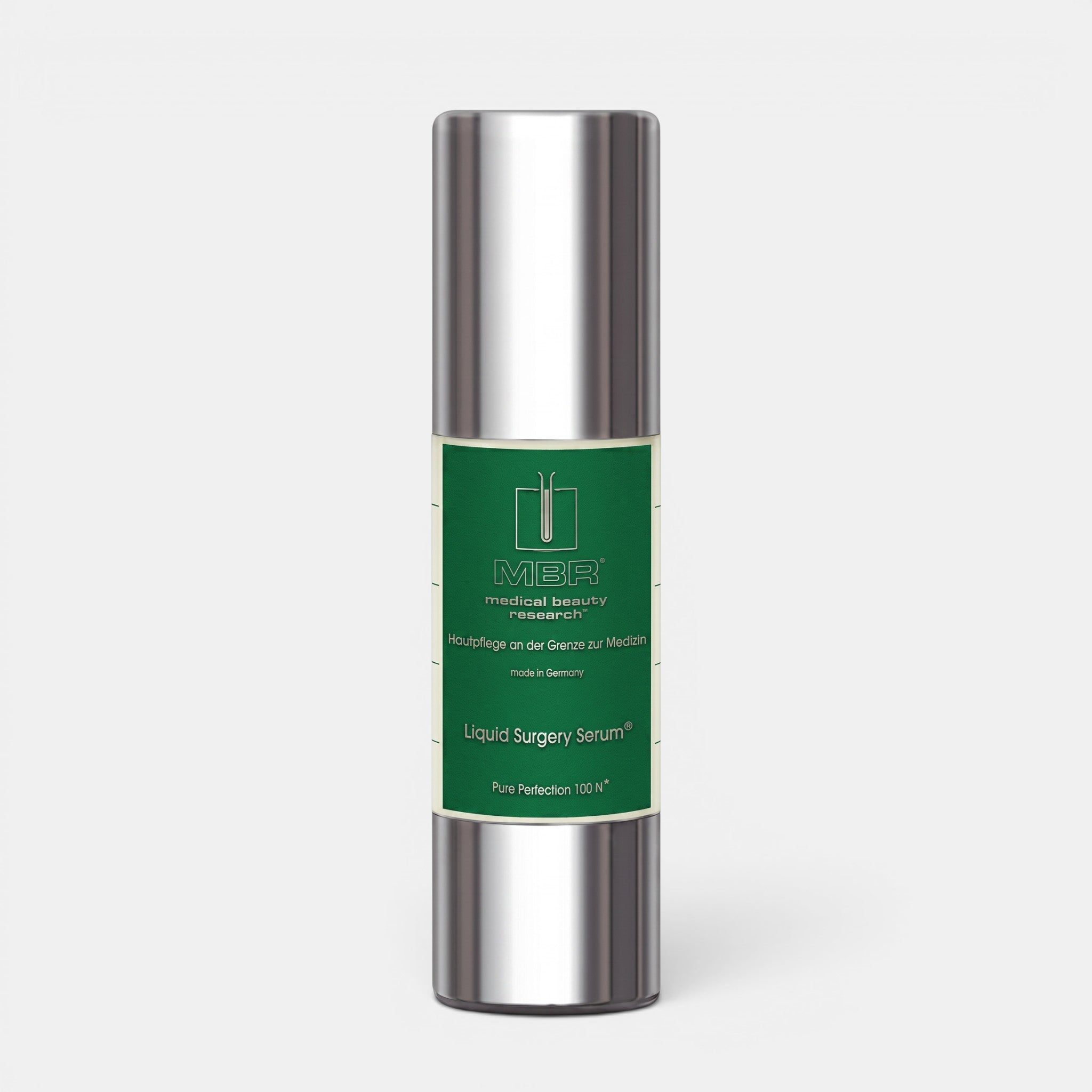 Shop Rescue Spa MBR Liquid Surgery Serum in a silver airless pump bottle with a green label for skin rejuvenation.