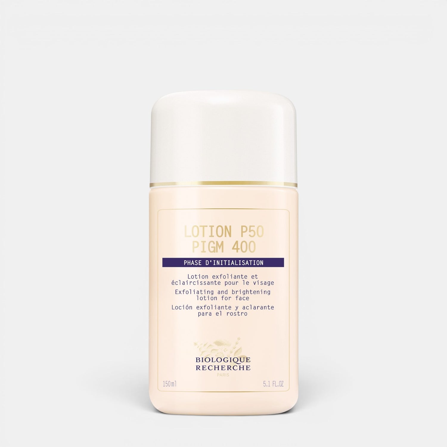 Shop Rescue Spa Biologique Recherche Lotion P50 PIGM 400 exfoliating and brightening toner in a 150ml bottle.