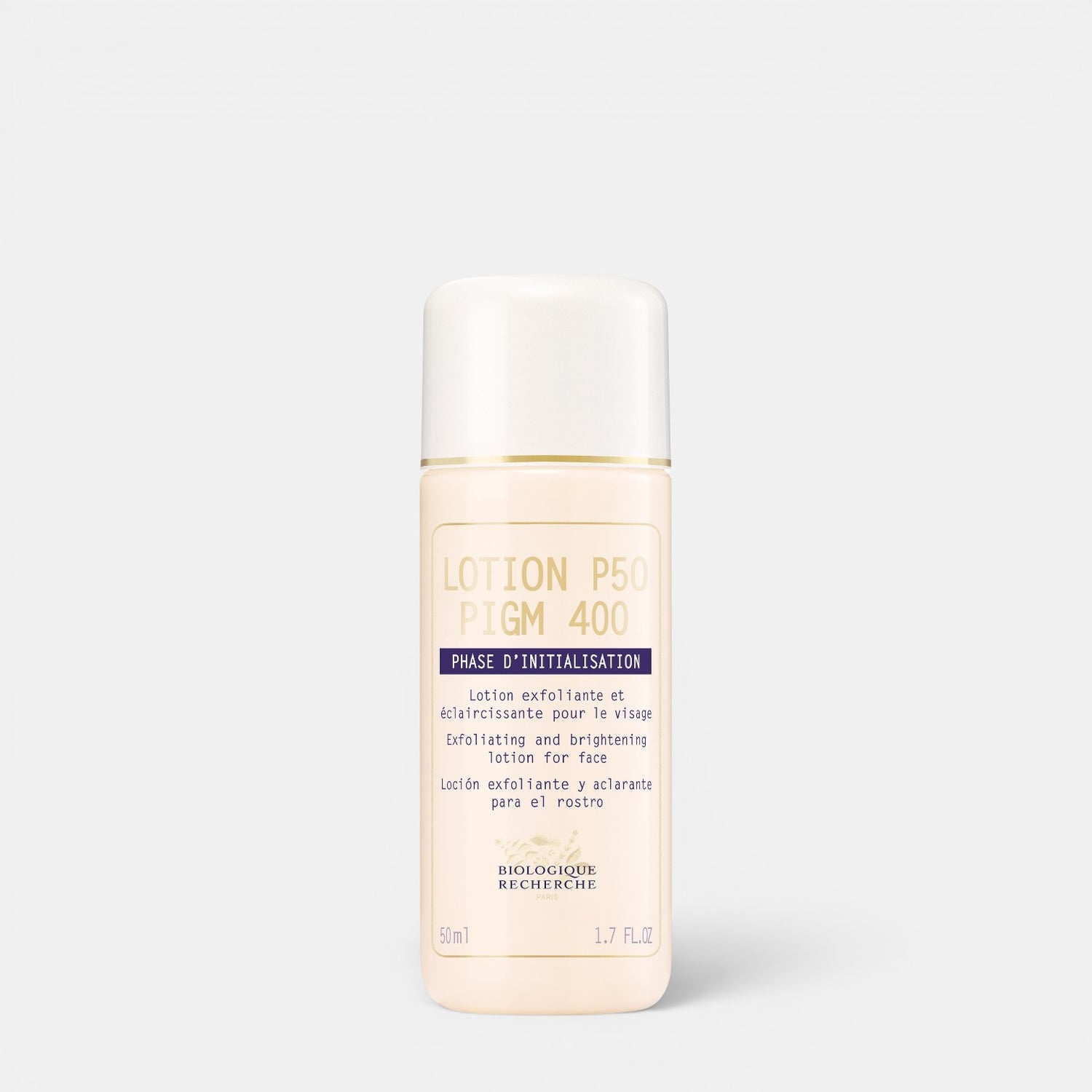 Shop Rescue Spa Biologique Recherche Lotion P50 PIGM 400 exfoliating and brightening face toner in a bottle.