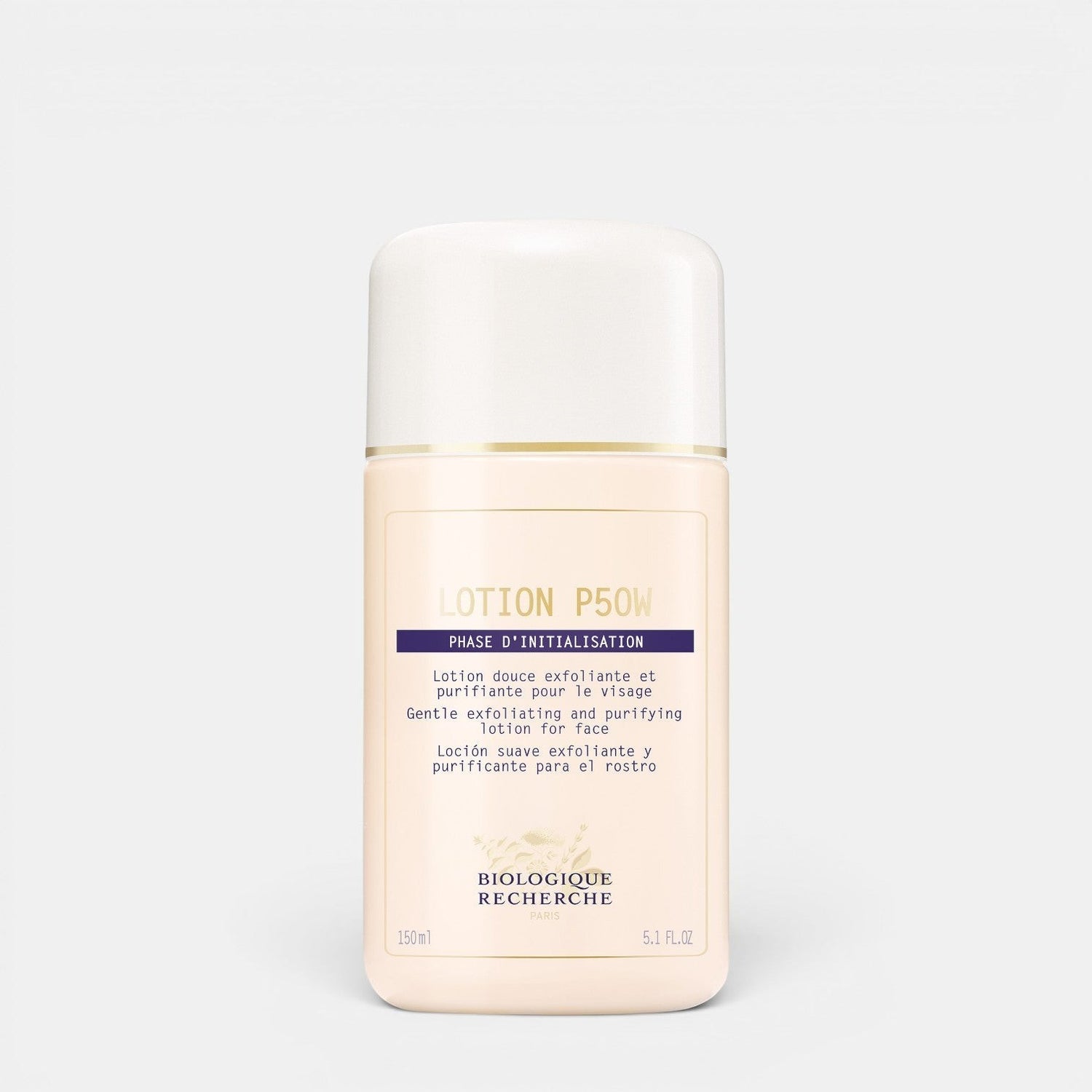 Shop Rescue Spa Biologique Recherche Lotion P50W gentle exfoliating facial toner in a 150ml bottle for sensitive skin.