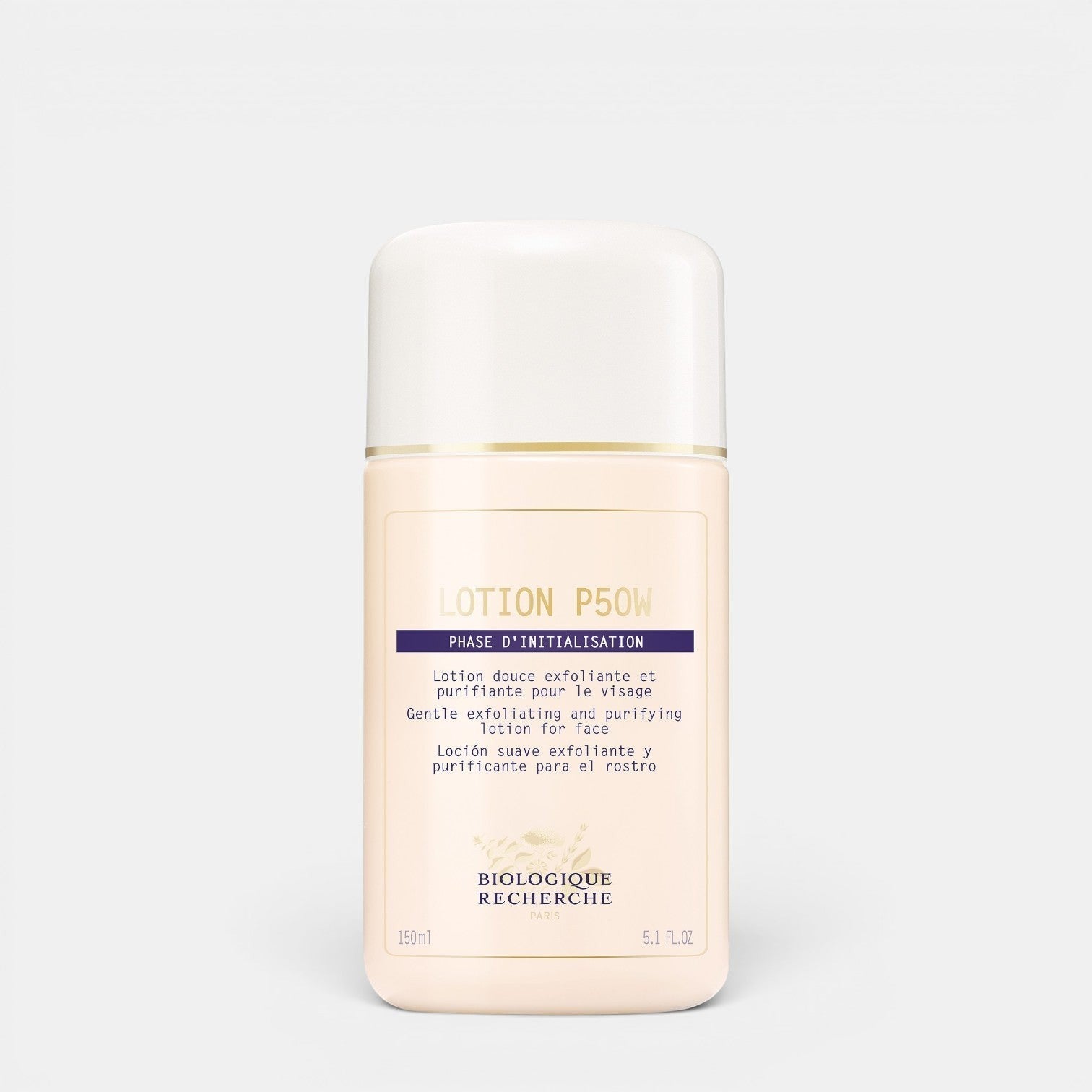 Shop Rescue Spa Biologique Recherche Lotion P50W gentle exfoliating facial toner in a 150ml bottle for sensitive skin.