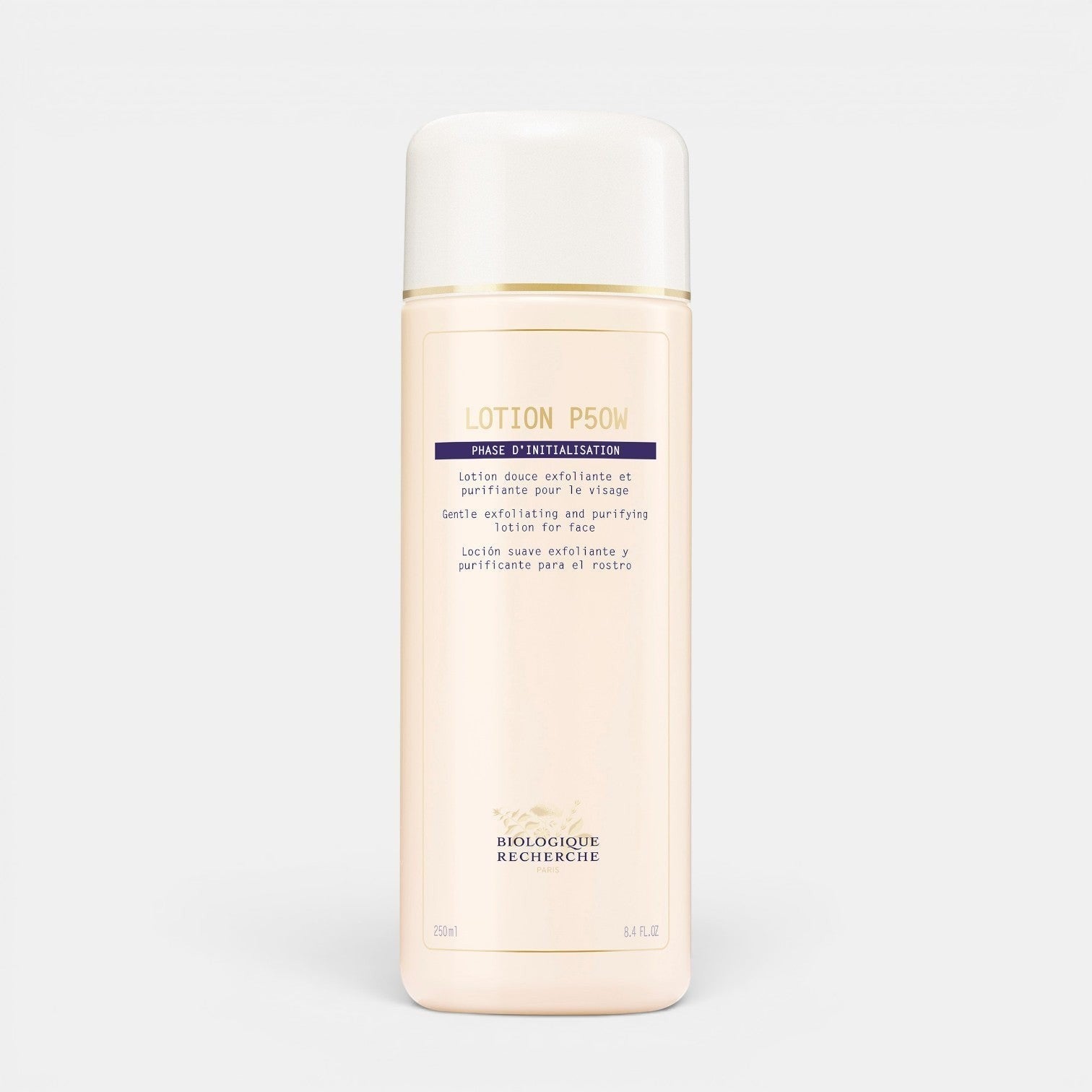 Shop Rescue Spa Biologique Recherche Lotion P50W gentle exfoliating facial toner in a 250ml bottle for sensitive skin.