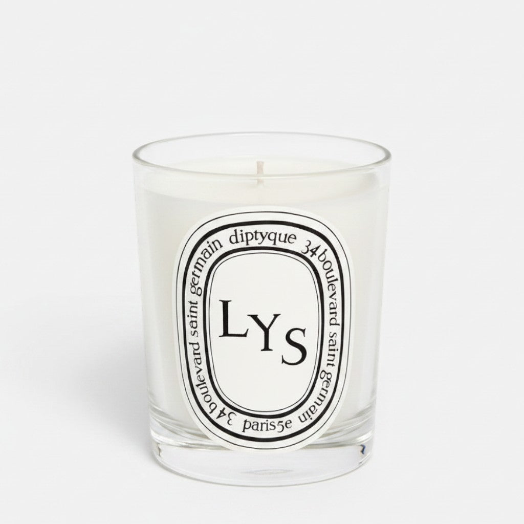 Shop Rescue Spa Lys 190g floral scented candle in a clear glass jar with a white label featuring black typography.