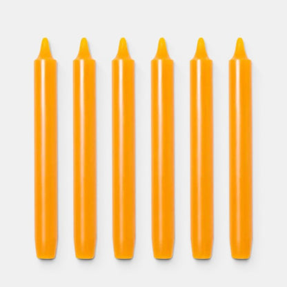 Shop Rescue Spa Madeleine taper candles in orange, 8" H x 0.9" Ø, dripless and smokeless wax, 7-hour burn time.