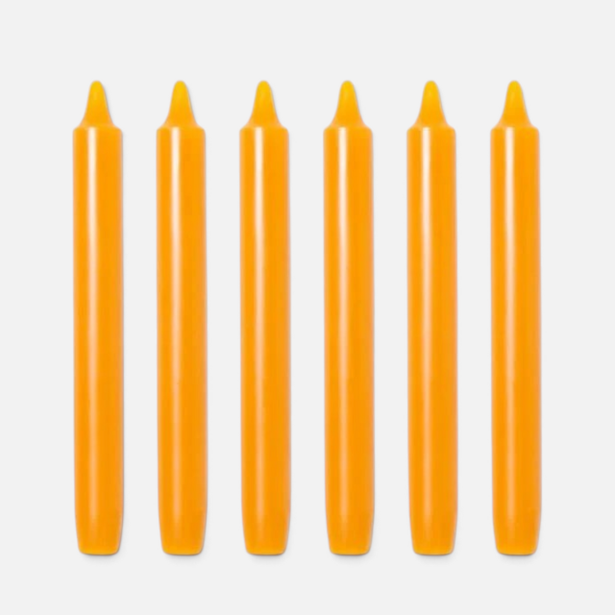 Shop Rescue Spa Madeleine taper candles in orange, 8" H x 0.9" Ø, dripless and smokeless wax, 7-hour burn time.