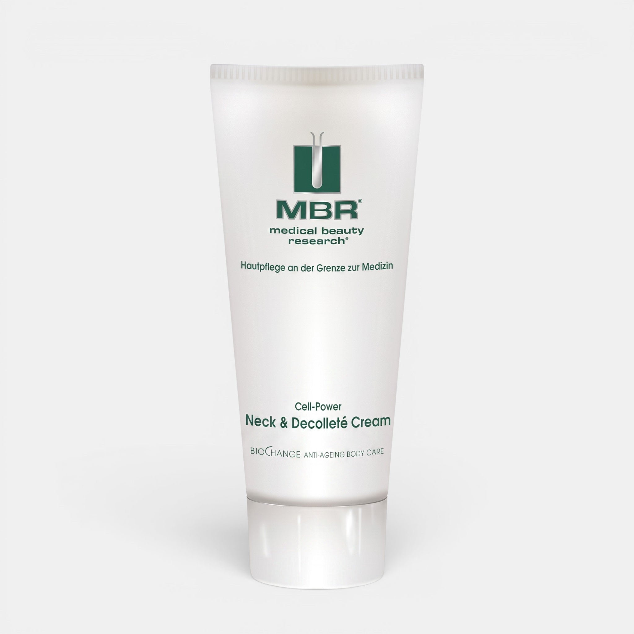 Shop Rescue Spa MBR Cell-Power Neck &amp; Decollete Cream in a white squeeze tube for firming and smoothing skin.