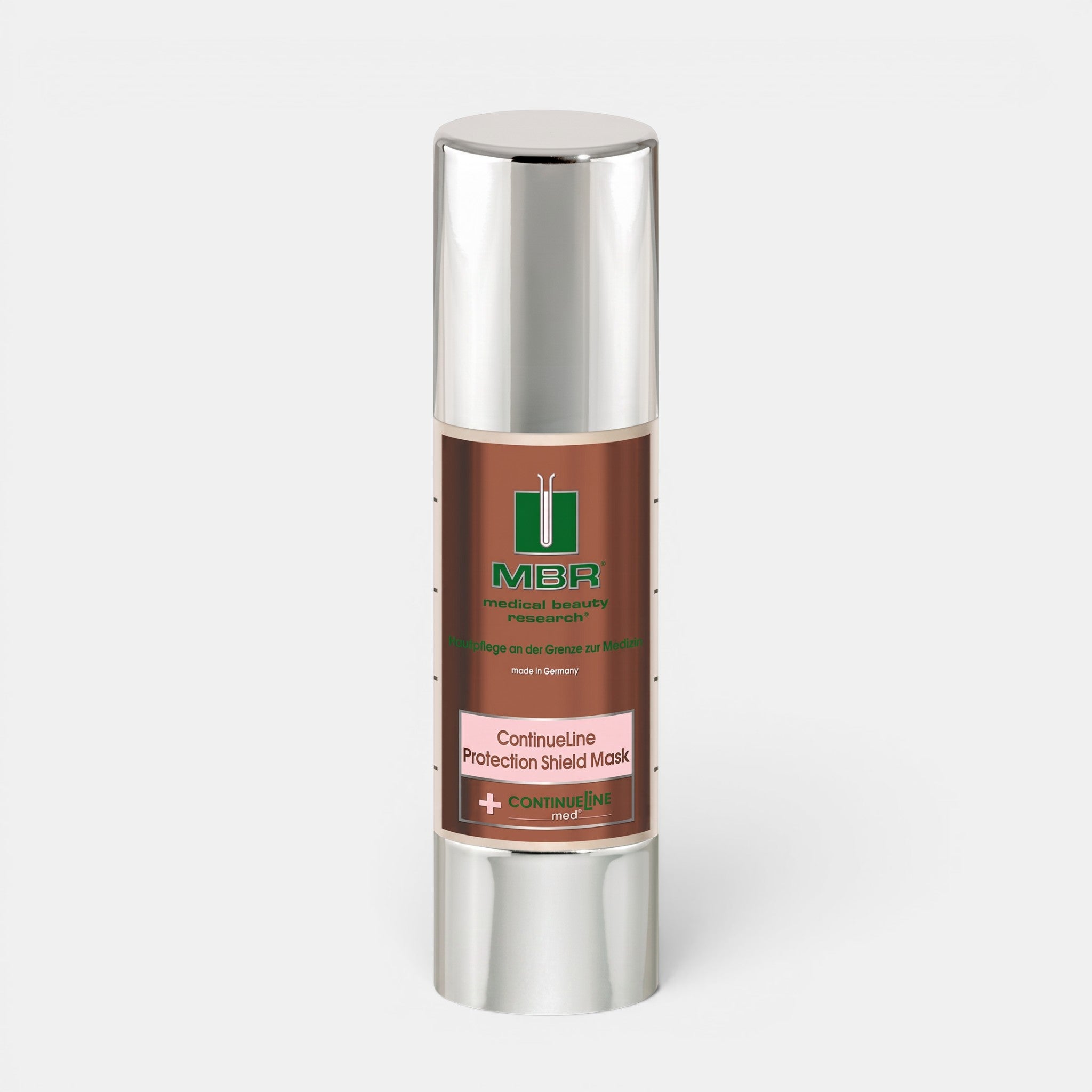 Shop Rescue Spa MBR ContinueLine Protection Shield Mask in a 50ml silver pump bottle for soothing irritated skin.