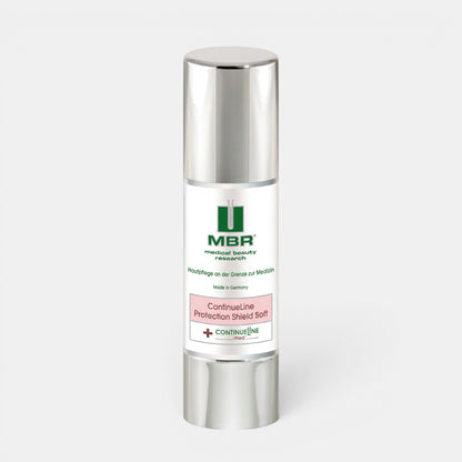 Shop Rescue Spa MBR ContinueLine Protection Shield Soft cream in a white and silver 50ml pump bottle