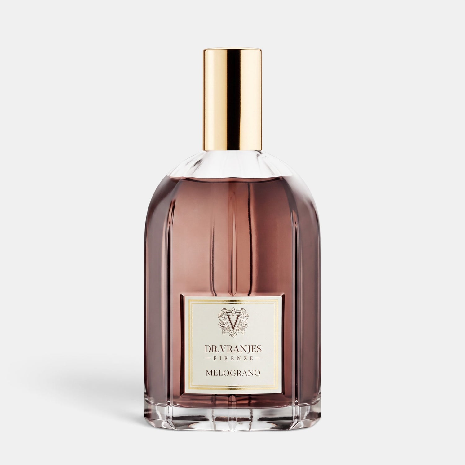 Shop Rescue Spa Dr. Vranjes Firenze Melograno room spray in a 100ml glass bottle with a gold cap and fruity fragrance