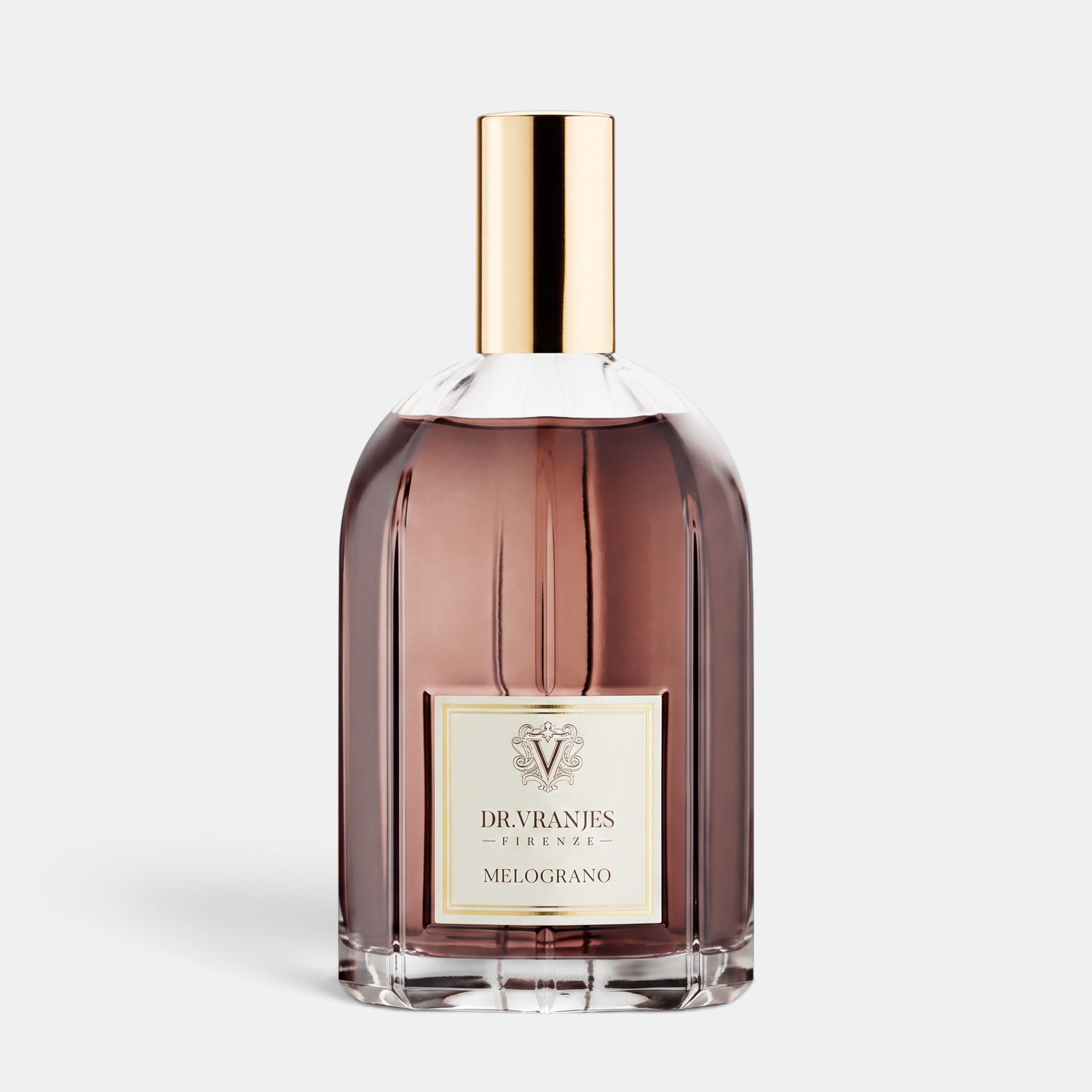 Shop Rescue Spa Dr. Vranjes Firenze Melograno room spray in a 100ml glass bottle with a gold cap and fruity fragrance