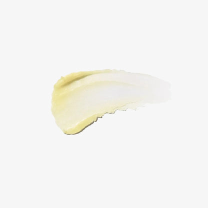 Shop Rescue Spa SPF 30 mineral moisture lip balm swatch showing a smooth, sheer, and lightweight yellow-tinted texture.