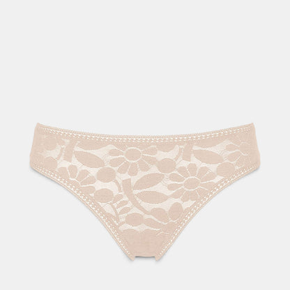 Shop Rescue Spa MINI beige lace tanga with floral pattern and delicate trim on the waistband and leg openings
