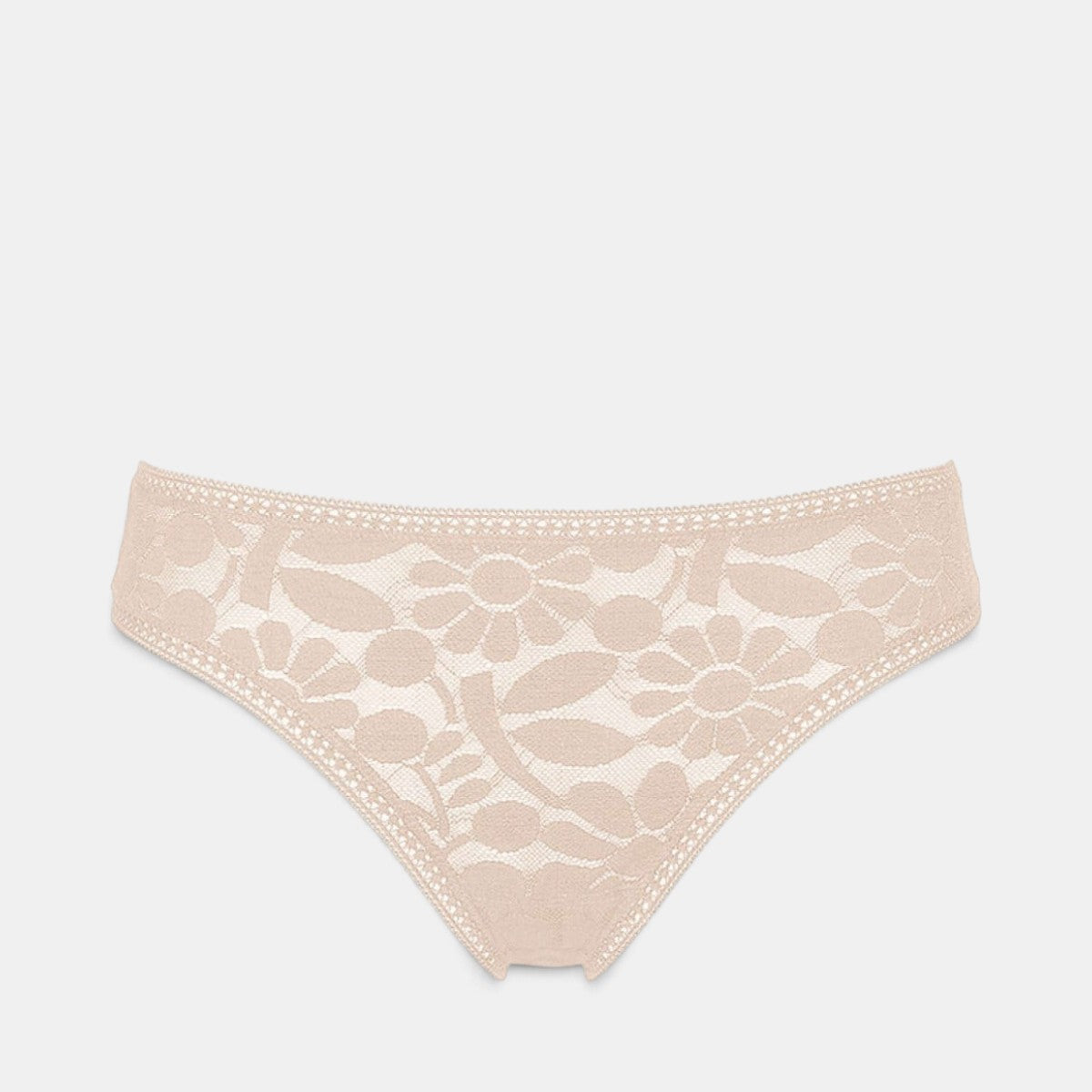 Shop Rescue Spa MINI beige lace tanga panty with floral pattern and delicate trim on waistband and thighs