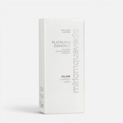 Shop Rescue Spa Miriam Quevedo Platinum &amp; Diamonds Volume Luxurious Drops hair treatment bottle in white packaging.