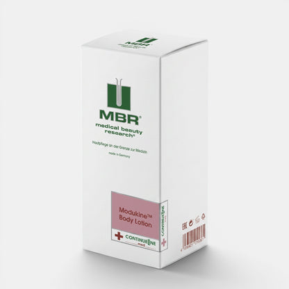 Shop Rescue Spa MBR Modukine Body Lotion for sensitive atopic skin in a white 150ml box with pink accent label.