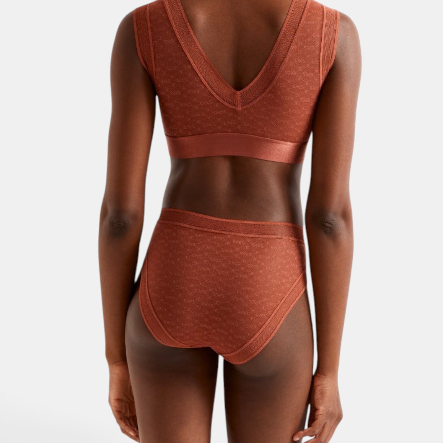 Shop Rescue Spa Morphology briefs in terracotta with textured fabric and elasticated waistband and thigh trim