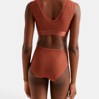 Shop Rescue Spa Morphology briefs in terracotta with textured fabric and elasticated waistband and thigh trim
