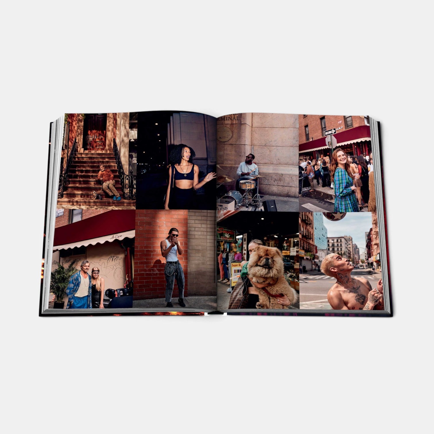 Shop Rescue Spa New York Chic coffee table book open to a spread featuring vibrant street photography of NYC life