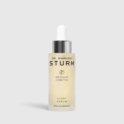 Shop Rescue Spa Dr. Barbara Sturm Night Serum in a 30ml glass bottle with a dropper for anti-aging skin repair.