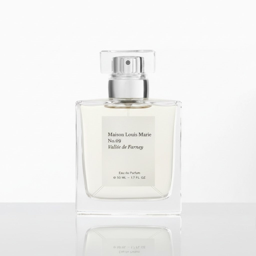 Shop Rescue Spa No.09 Vallee de Farney Eau de Parfum, a woody, mineral fragrance with citrus, cedarwood, patchouli, vetiver, amber, musk, and benzoin notes.
