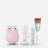 Shop Rescue Spa NuFACE MINI+ starter kit in sandy rose with facial toning device, aqua gel, silk creme, and brush.