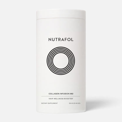 Shop Rescue Spa Nutrafol Collagen Infusion MD hair wellness supplement powder in a white cylindrical container.