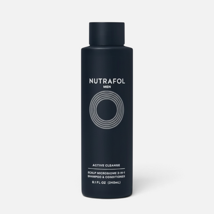 Shop Rescue Spa Nutrafol Men Active Cleanse 2-in-1 shampoo and conditioner in a dark blue bottle for scalp health.
