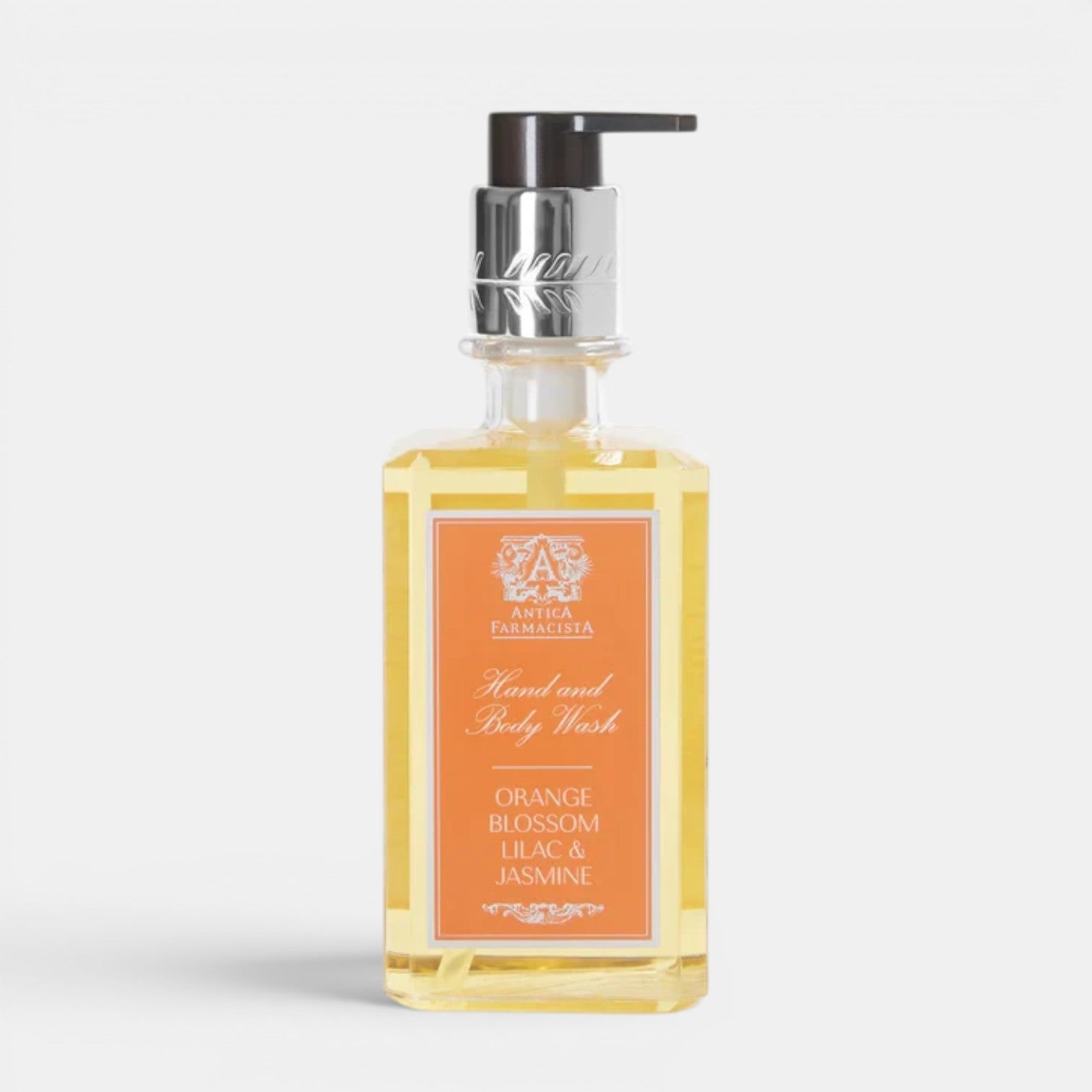 Shop Rescue Spa Antica Farmacista orange blossom, lilac, and jasmine scented hand and body wash in a pump bottle.