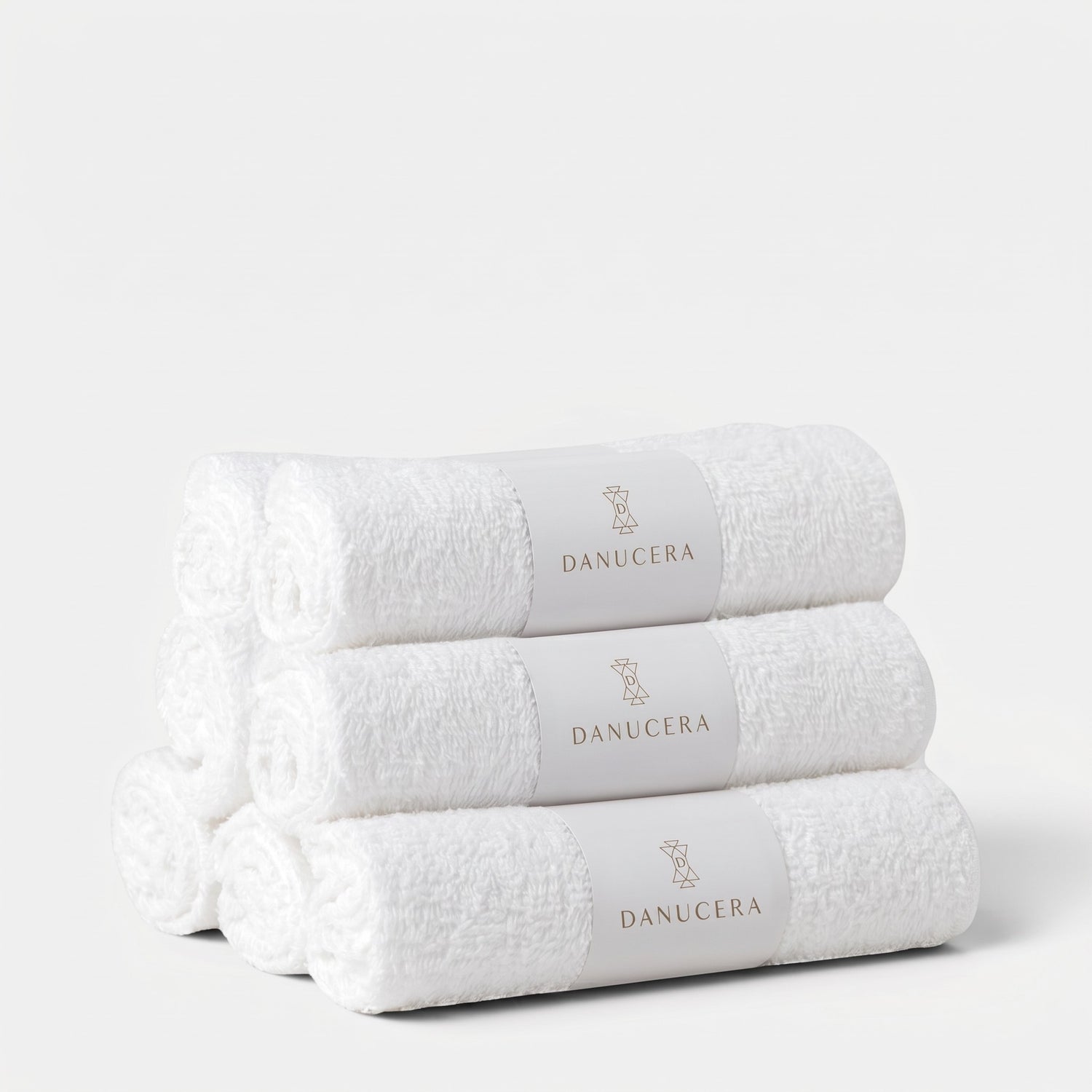 Shop Rescue Spa organic cotton dual washcloths stacked in a white roll with Danucera branding