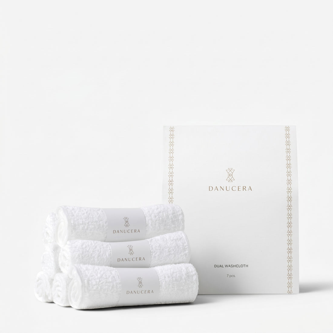 Shop Rescue Spa organic cotton dual washcloths with terry and muslin sides, presented in a set of seven.