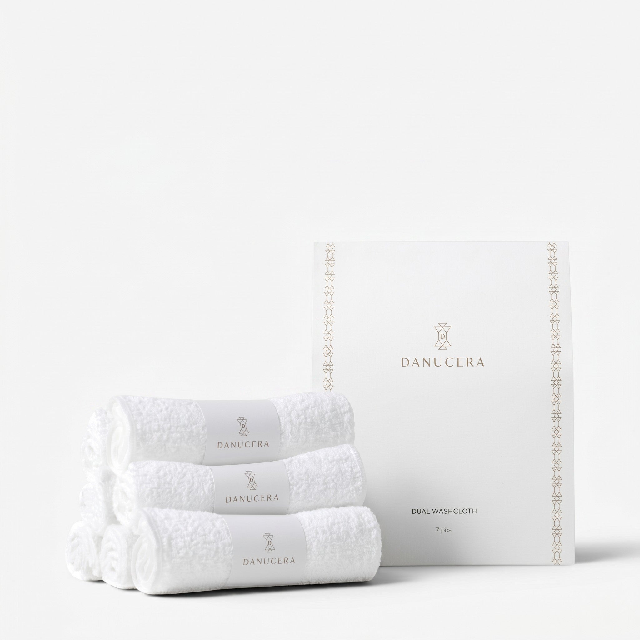 Shop Rescue Spa organic cotton dual washcloths with terry and muslin sides, presented in a set of seven.