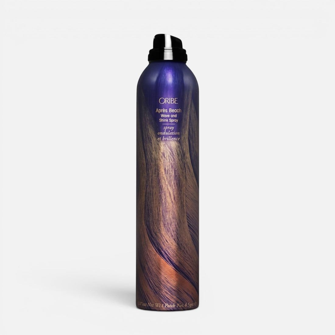 Shop Rescue Spa Oribe Apres Beach Wave and Shine Spray in a dark purple and bronze metallic aerosol bottle.